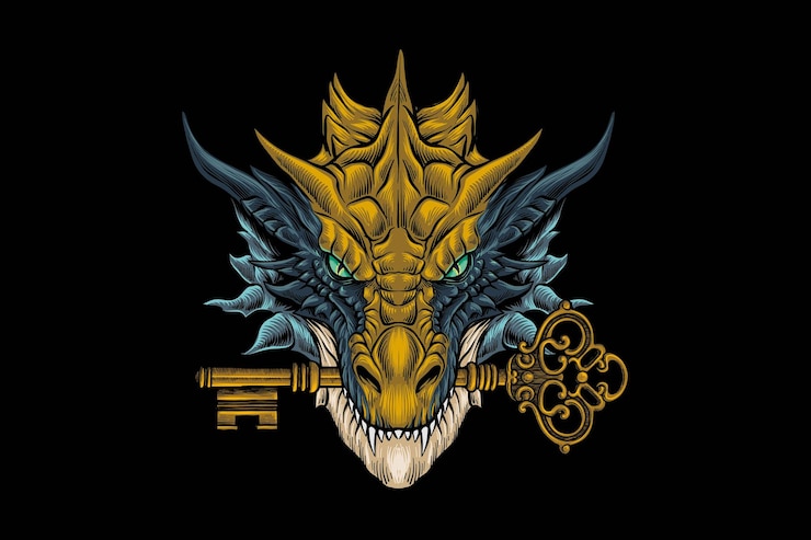Vector el dragón con la llave de oro