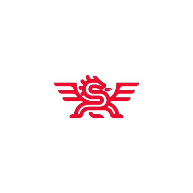 Dragón logo icono vector diseño moderno logo línea arte