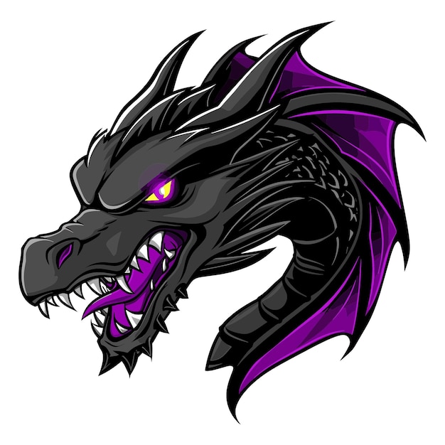 Un dragón negro y morado.