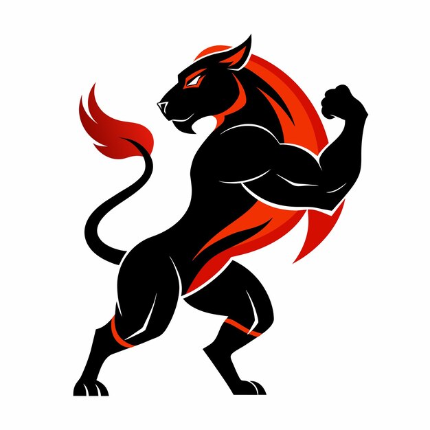 un dragón negro y rojo con una cola roja