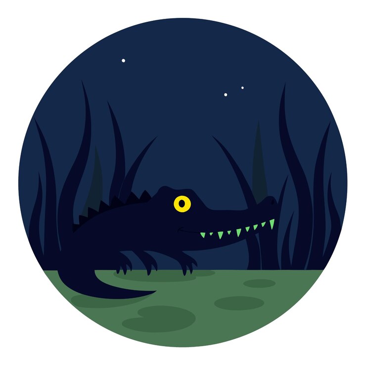 Vector un dragón con un ojo amarillo y la luna en el fondo