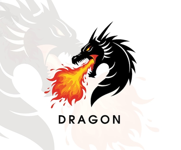 Dragón que respira fuego un poderoso logotipo de dragón negro