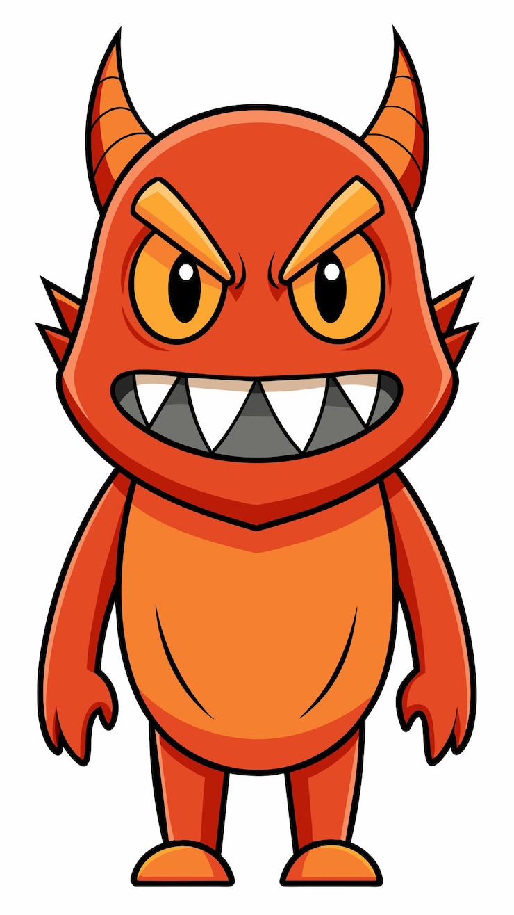 Vector un dragón rojo de dibujos animados con un fondo negro