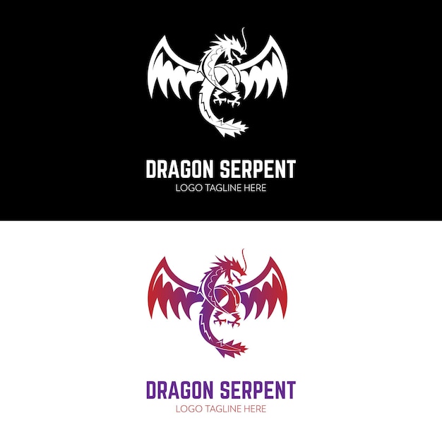 Dragón serpiente con alas icono de diseño de logotipo de monstruo aterrador