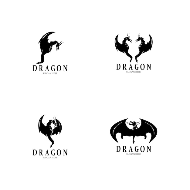 Dragón silueta icono símbolo Vector ilustración
