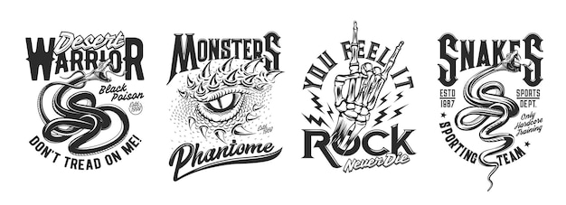 Vector dragón víbora y mano esqueleto tatuaje camiseta imprimir mascota del club deportivo motociclistas o banda de música rock símbolo del club o emblema vectorial camiseta del equipo ropa diseño personalizado estampado con ojo de reptil agresivo