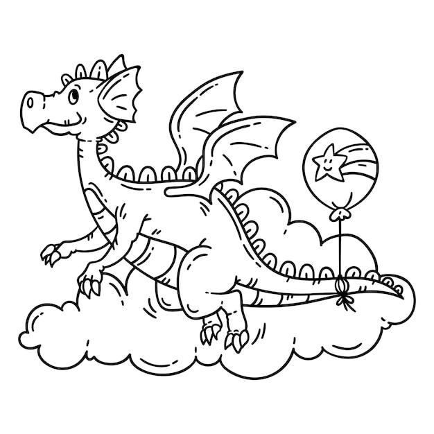 Dragón volador de dibujos animados lindo.