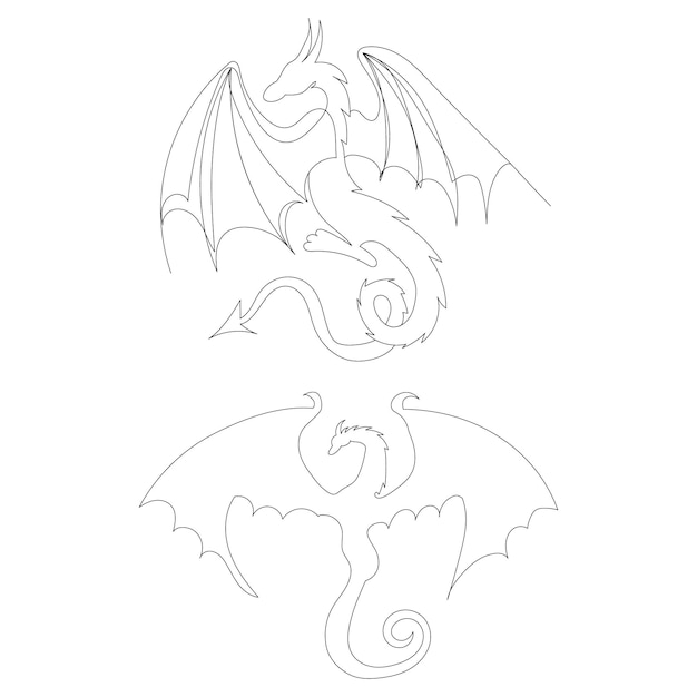 Dragones dibujando en una línea continua