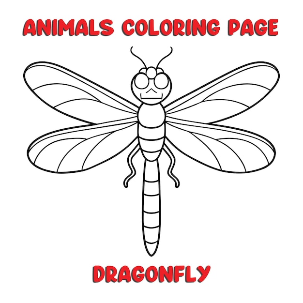 DRAGONFLY contorno de arte ilustración libro de páginas para colorear para niños