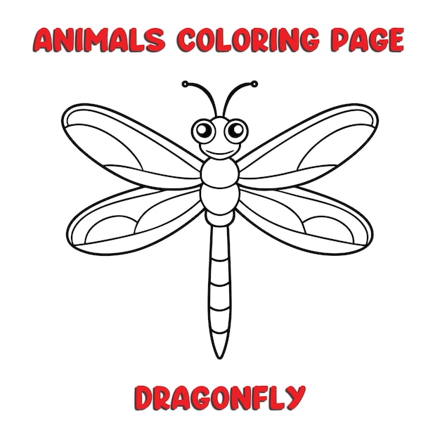 DRAGONFLY contorno de arte ilustración libro de páginas para colorear para niños