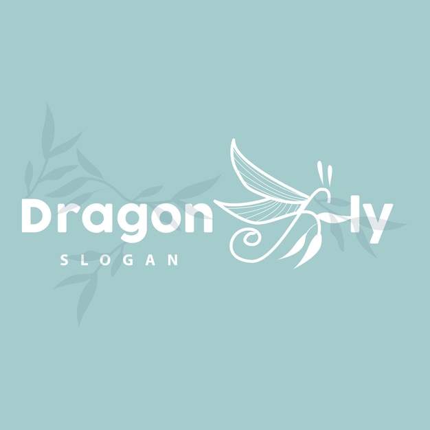 Dragonfly Logo Flying Animal Vector Lujoso Elegante Simple Minimalista Diseño Ilustración Plantilla Icono