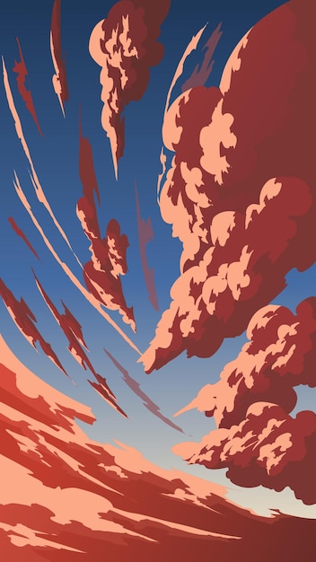 Dramático cielo de puesta de sol con nubes vibrantes de color naranja y rojo