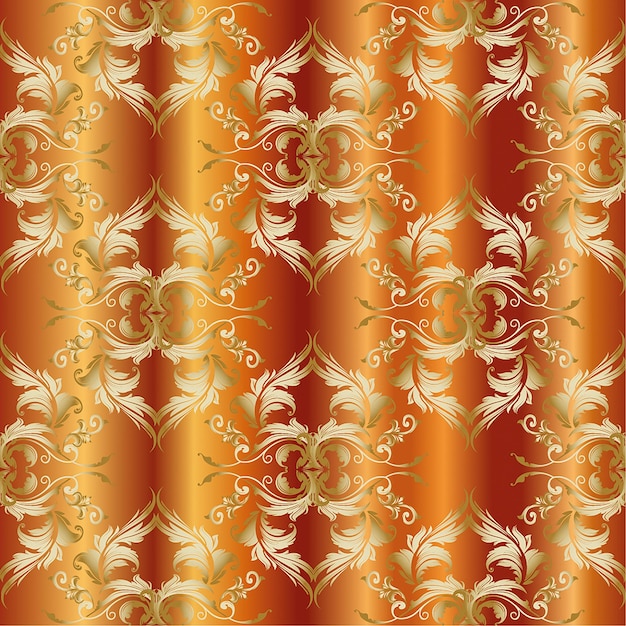 Drapado naranja brillante floral con patrón vectorial sin costuras de fondo de papel tapiz ilustración con vintage