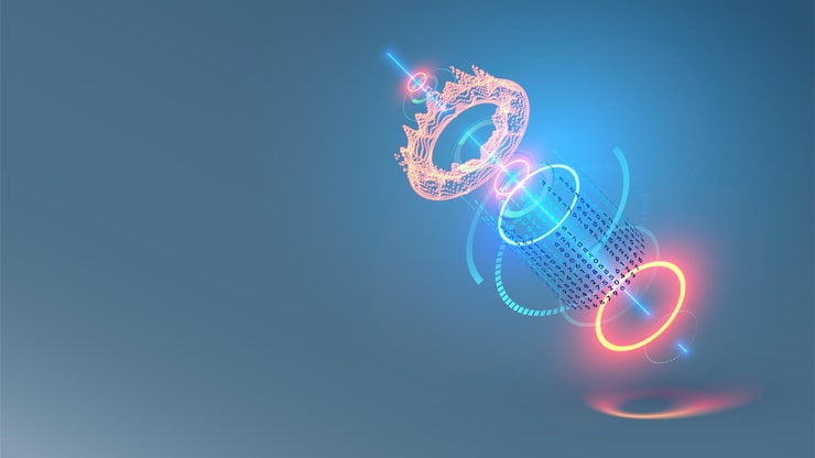 Vector drawing 3d model of abstract detail in cad system interface design engineering of parts in digital computer software abstraction industrial tech background future computer technology cad systems