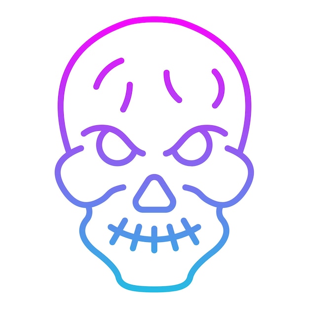 Vector a drawing of a skull with a pink and blue line around it