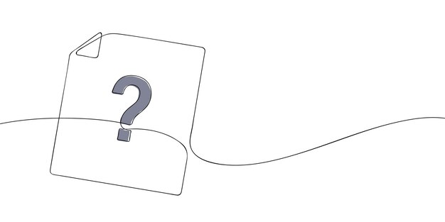 Drawing of a unknown file Continuous line question mark file icon in color Uunknown file format