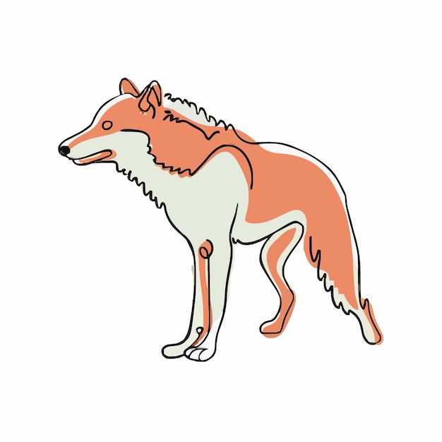 a drawing of a wolf that has a red fox on it