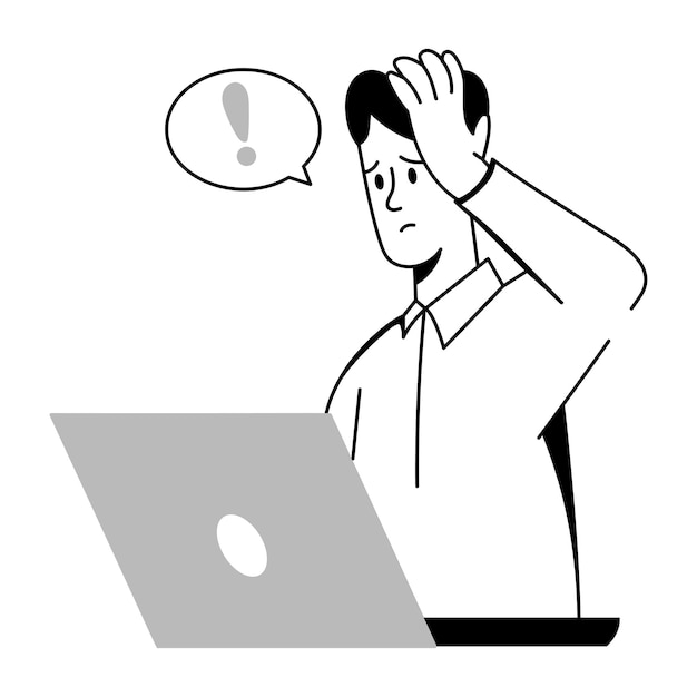 A drawing style illustration of worried
