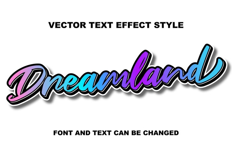 Vector dreamland tipografía letras 3d texto editable efecto fuente estilo plantilla fondo papel tapiz arte