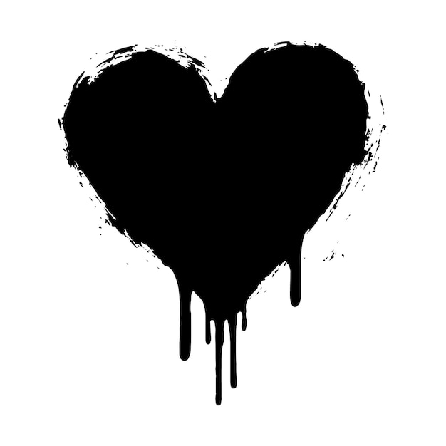 Dripping Black Heart Grunge Texture para diseños vectoriales oscuros y artísticos