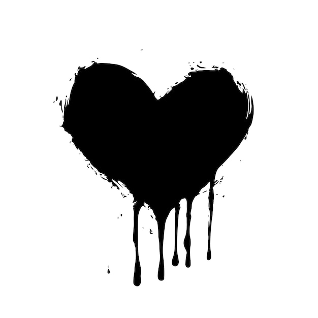 Dripping Black Heart Grunge Texture para diseños vectoriales oscuros y artísticos