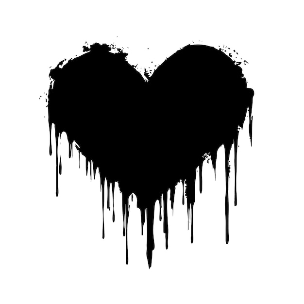 Dripping Black Heart Grunge Texture para diseños vectoriales oscuros y artísticos