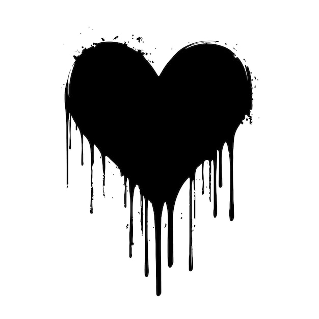 Dripping Black Heart Grunge Texture para diseños vectoriales oscuros y artísticos