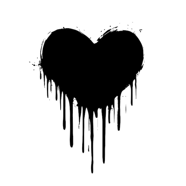 Dripping Black Heart Grunge Texture para diseños vectoriales oscuros y artísticos