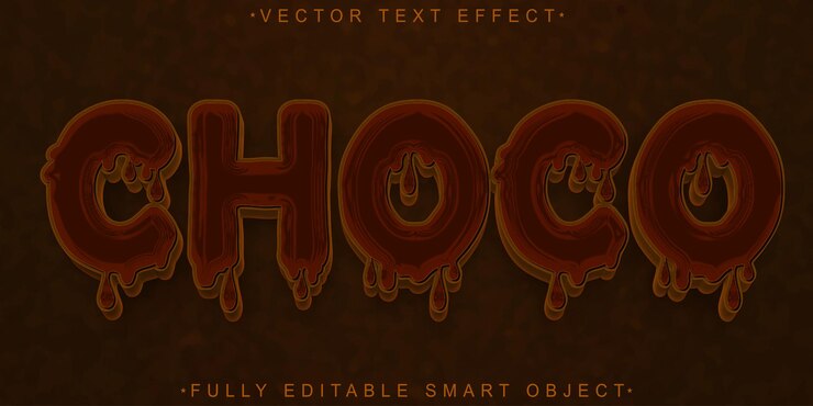 Vector dripping choco vector efecto de texto de objeto inteligente totalmente editable
