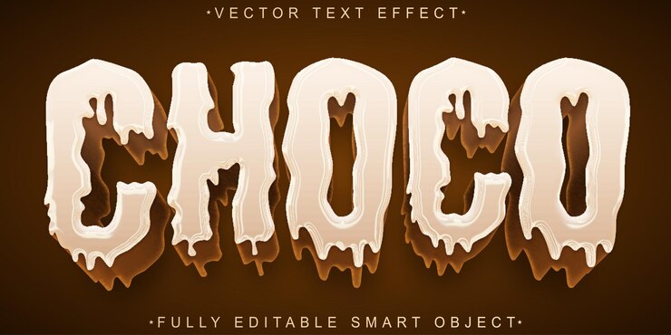 Vector dripping choco vector efecto de texto de objeto inteligente totalmente editable