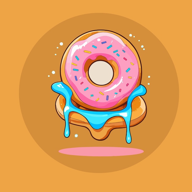 Dripping Donut Delight Ilustración del icono vectorial de dibujos animados