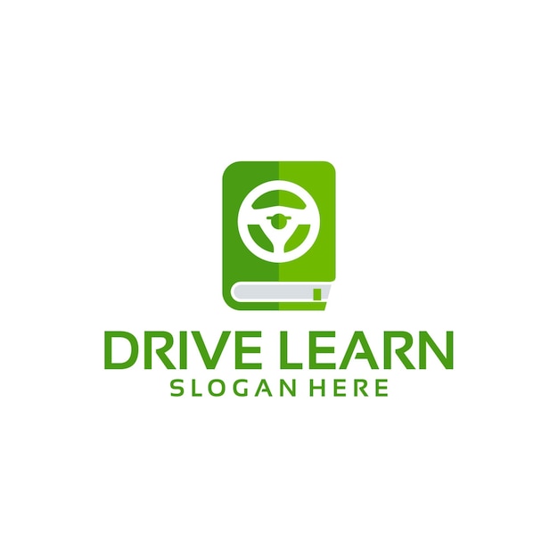 Drive learn logo con libro y elemento steer