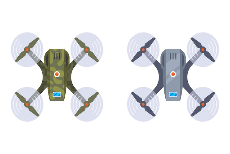 Vector dron militar en vista superior de camuflaje