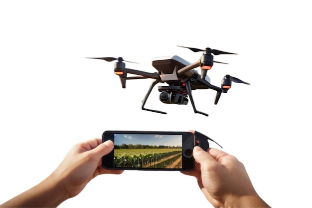 Drone aéreo de control remoto Drone volando con cámara de video de acción 3d renderizado aislado en vctor