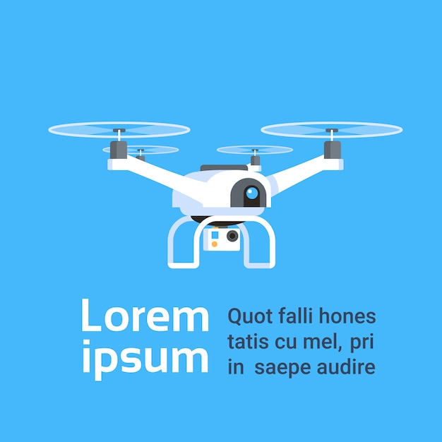 Drone aéreo remoto con cámara que toma fotografías o grabaciones de video