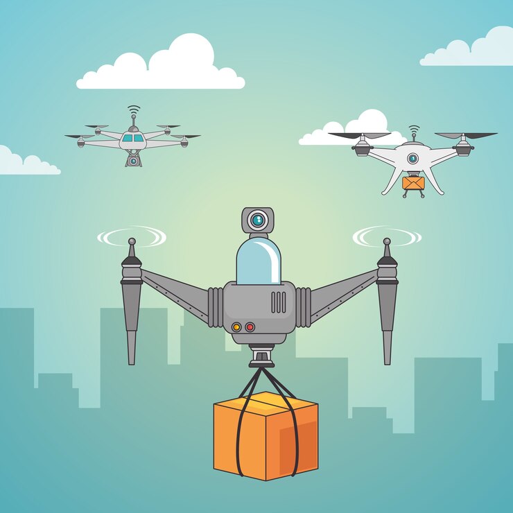 Vector drone y diseño de entrega urgente