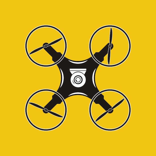 Drone con icono de cámara de acción Fotografía aérea Quadrocopter