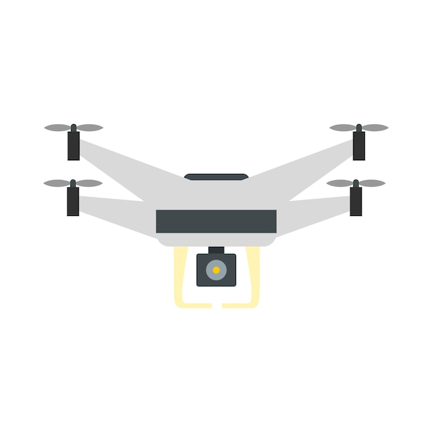 Drone con icono de cámara en estilo plano aislado sobre fondo blanco Ilustración de vector de símbolo de dispositivo