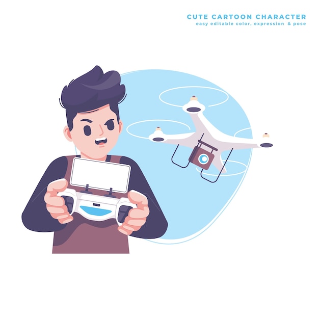 drone jugando con una ilustración de dibujos animados