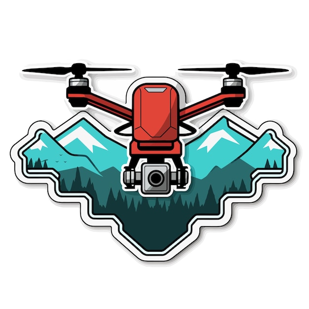 Vector drone logo 1102 montaña roja y turquesa