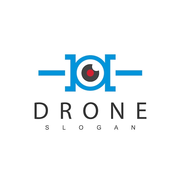 Drone logo diseño plantilla lente fotografía icono