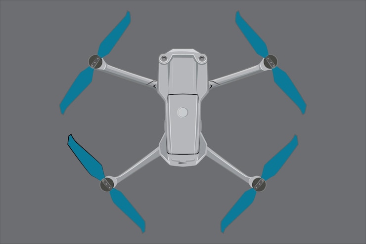 Vector drone quadcopter con cámara de acción drone vista desde el lado superior control remoto drone no tripulado