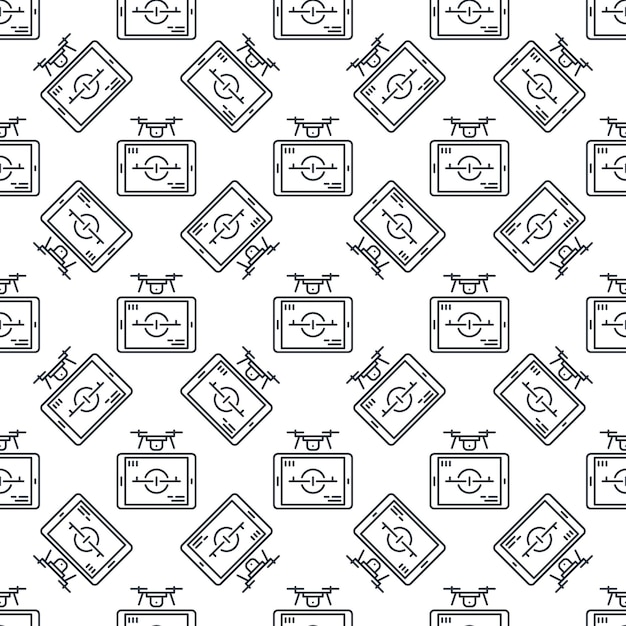 Vector drone con tableta vectorial quadcopter línea de control de patrón sin costuras