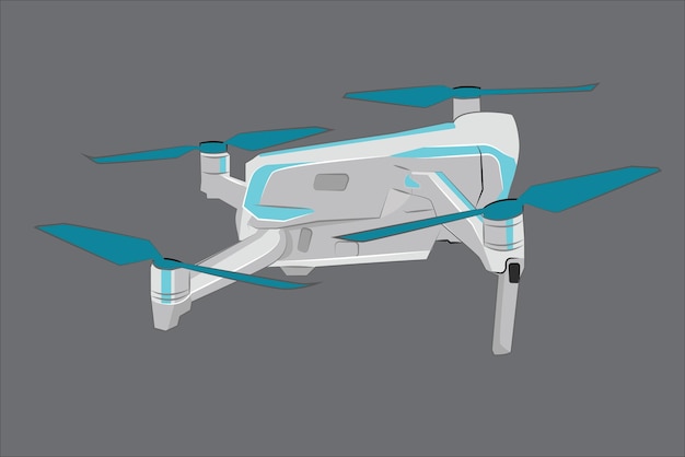 Drone vista desde el lado Drone no tripulado volando quadcopter con control remoto control remoto