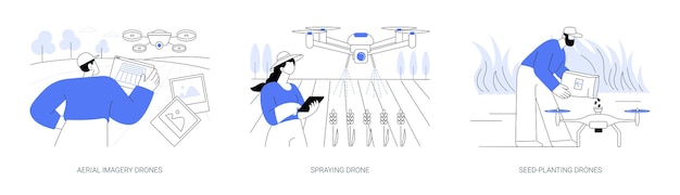 Drones agrícolas concepto abstracto ilustraciones vectoriales