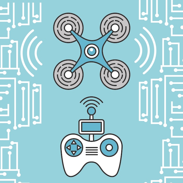 drones y dispositivos de control tecnología futurista