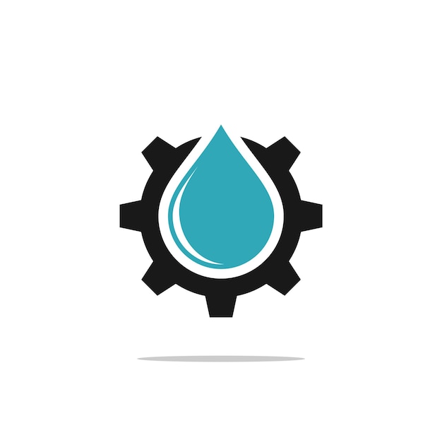 Drop Water Gear Logo Plantilla Ilustración Diseño Vector EPS 10