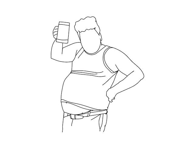 Drunk Dope Man Boy Dibujo de arte en línea