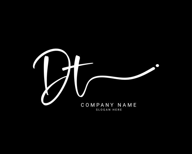 dt d t letra inicial escrita a mano y logotipo de la firma