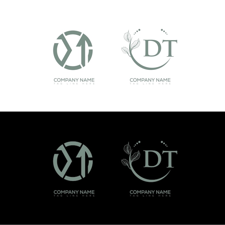 Vector dt minimalista y clásico diseño de conjunto de logotipo dt monograma vector de forma de círculo